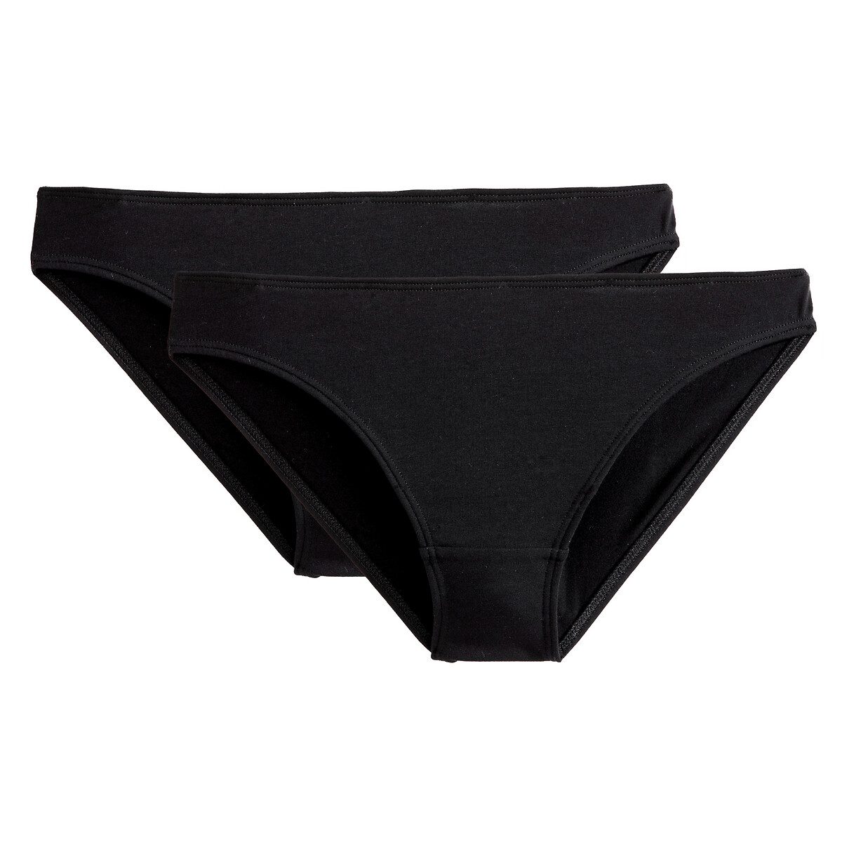 Lotw de 2 cuecas em algodão liso, Cottone preto , LA REDOUTE COLLECTIONS