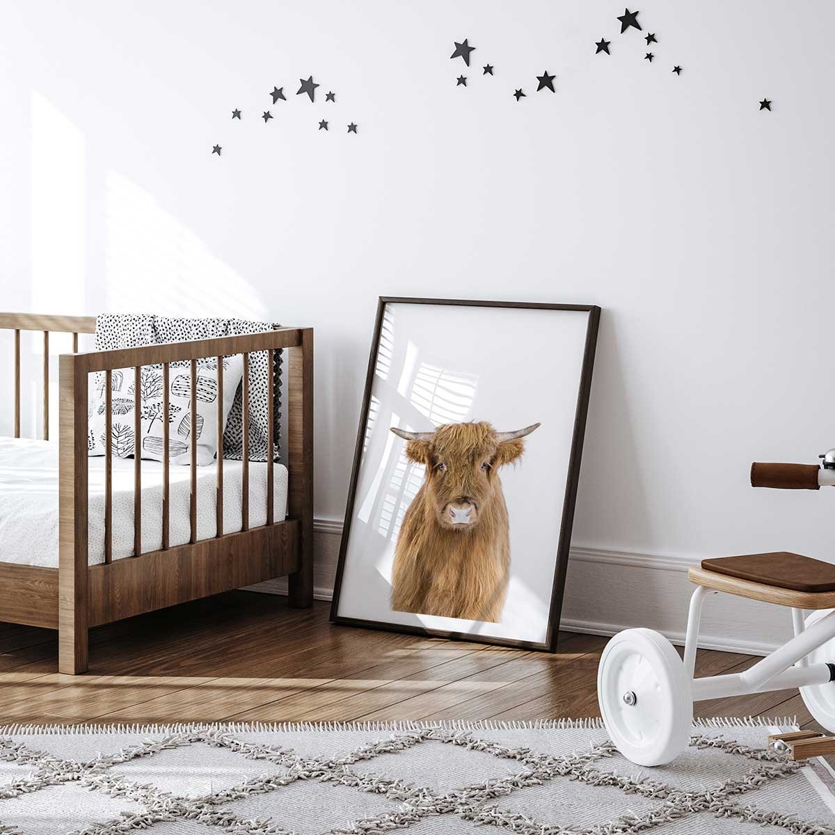 Affiche enfant bébé vache affiche seule, HEXOA