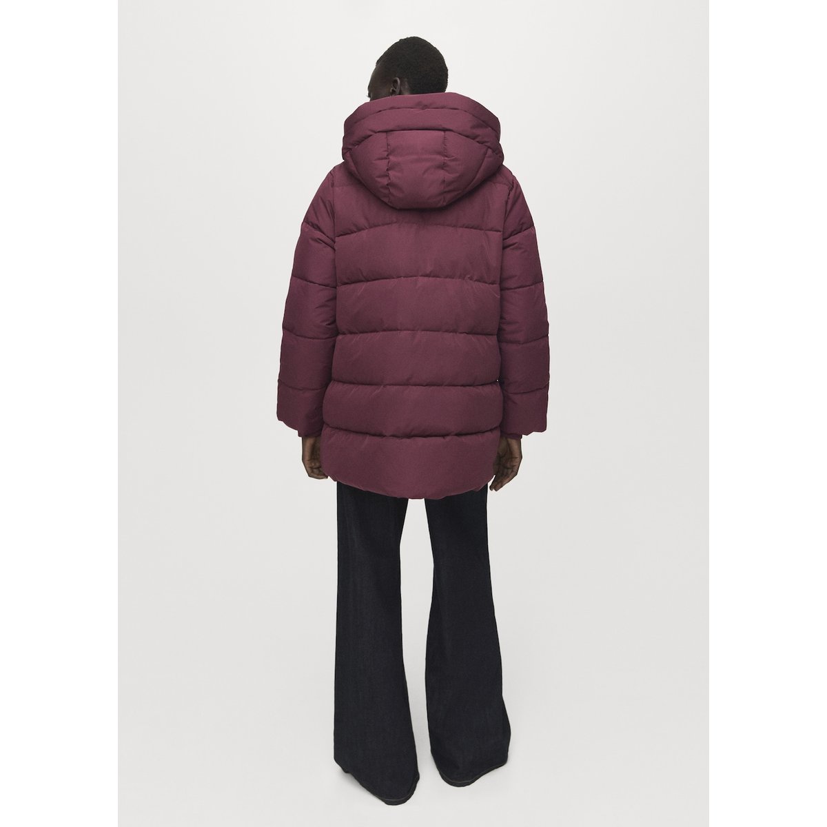 Anorak matelassé à capuche grenat, MANGO