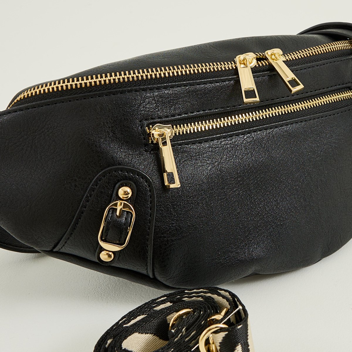 Sac banane deux sangles amovibles noir, GRAIN DE MALICE