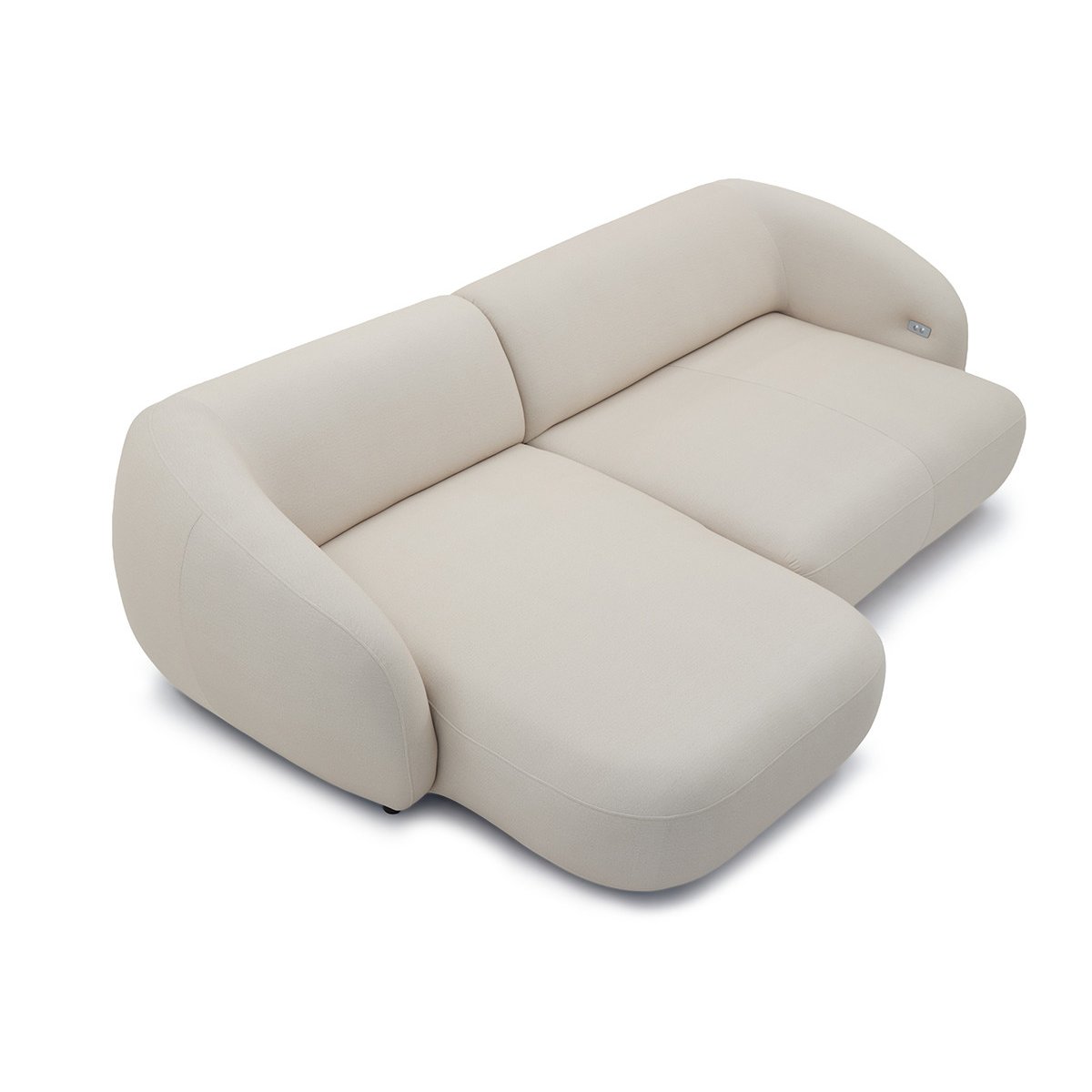 Canapé d'angle convertible 4 places en tissu lisse, HALO beige, BOBOCHIC