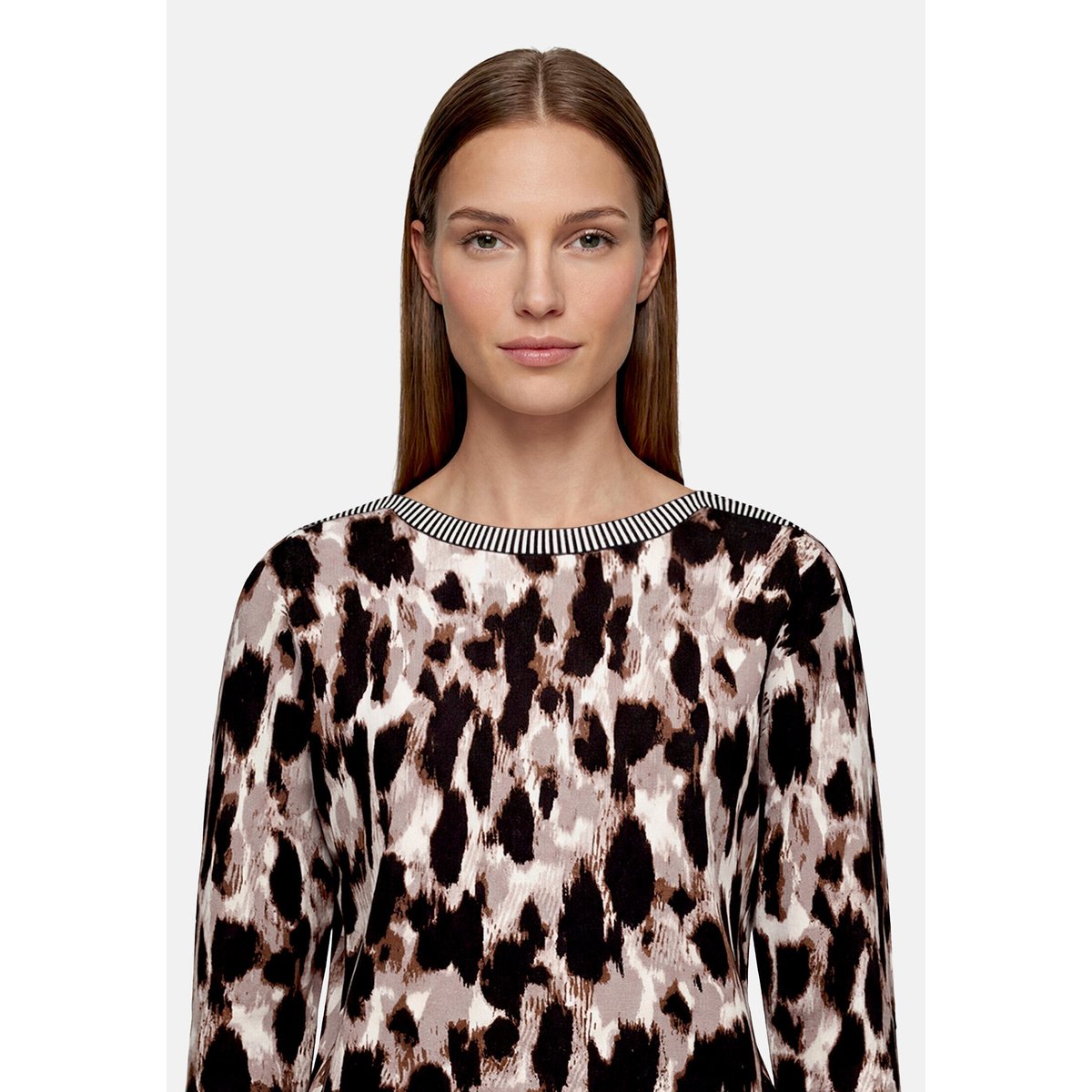 Pull-over en maille à manches longues beige/noir, BETTY BARCLAY