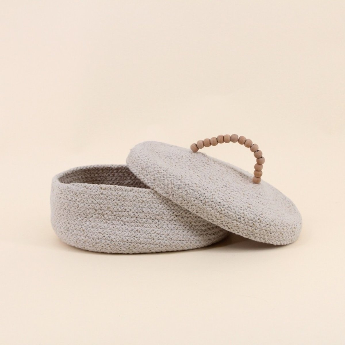 Panier ovale en coton avec couvercle 25x20cm beige, ORNAMI