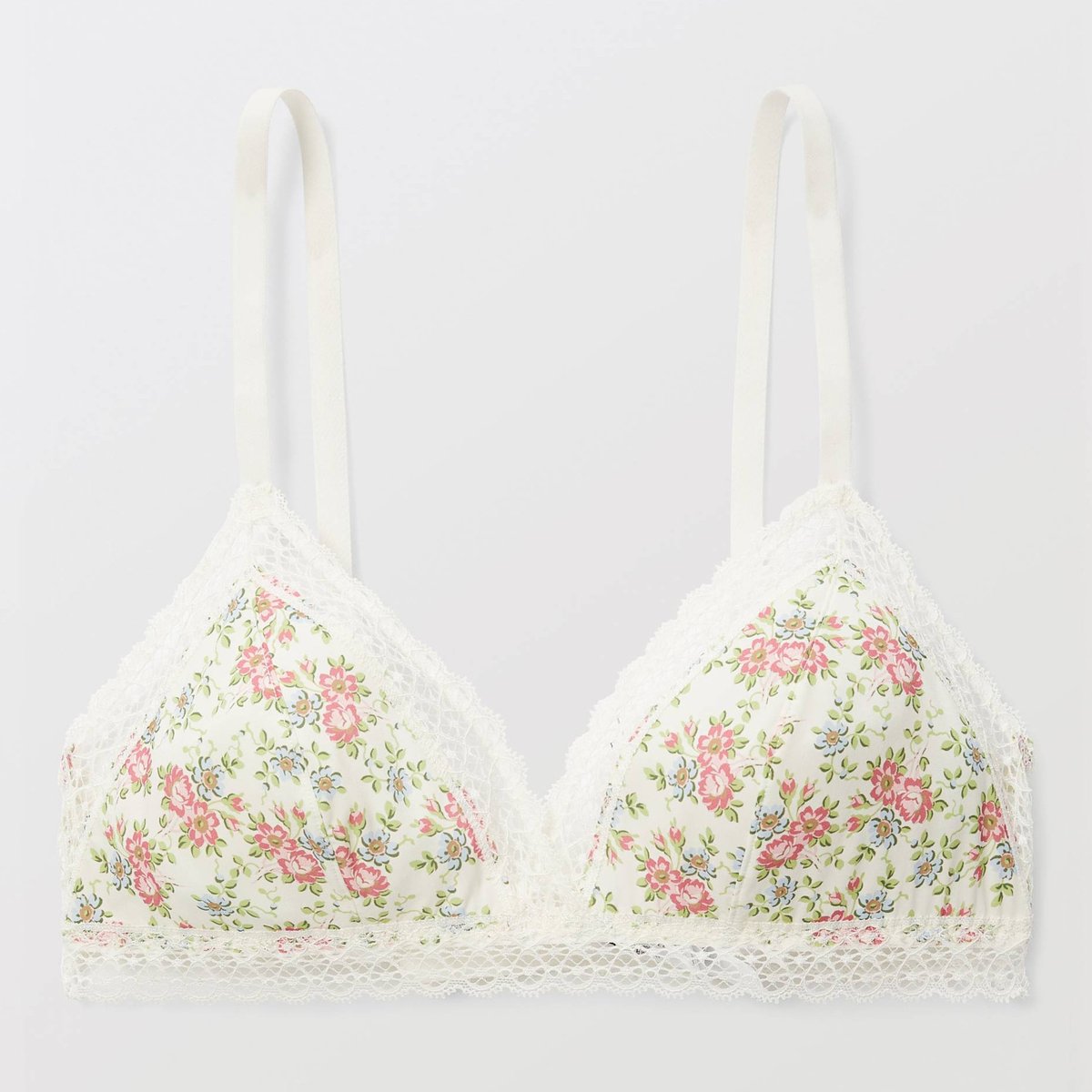 Soutien-gorge triangle FLORE en microfibre imprimée ecru, MONOPRIX