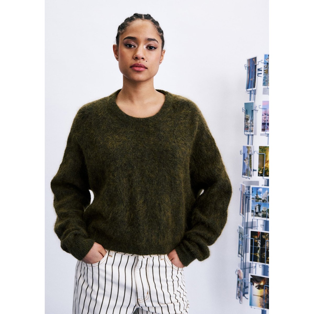 Pull Brooks en mohair BROOKS vert kaki, FRNCH