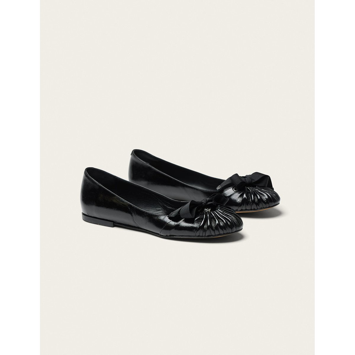 Ballerines SANA cuir plissé noir, ODAJE