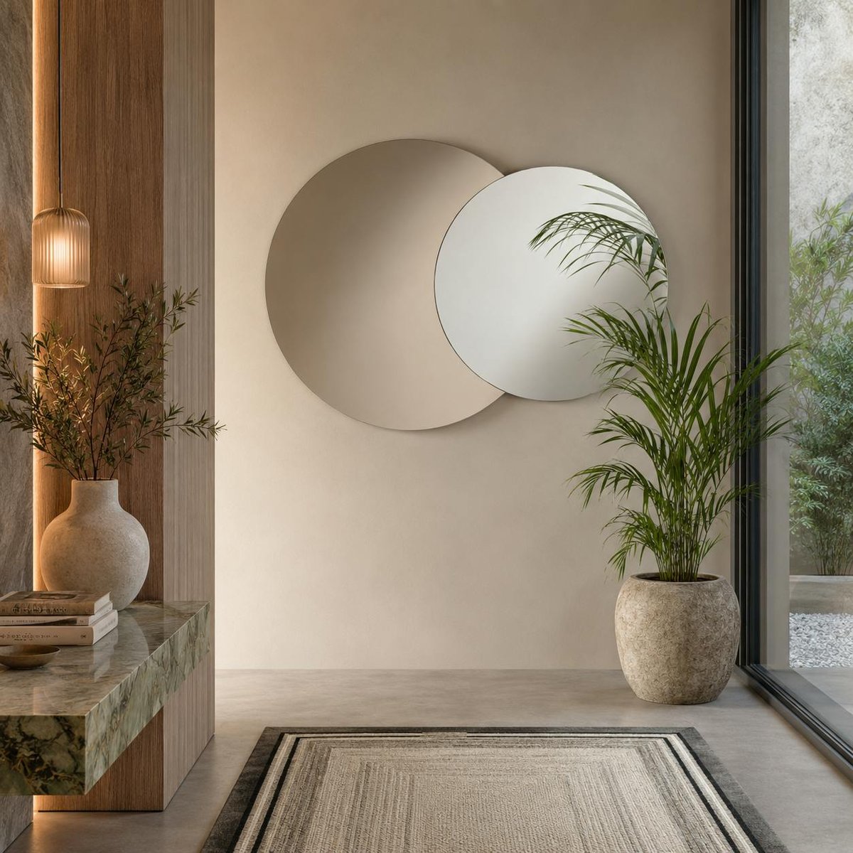 Miroir double rond 140 cm MILANO argenté, PIER IMPORT