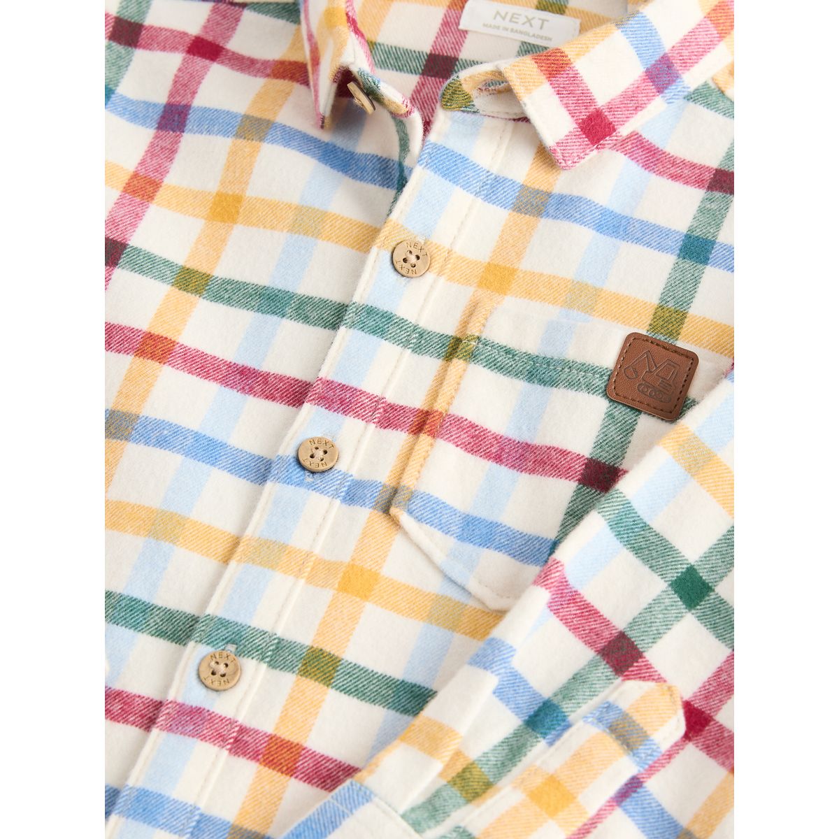 Chemise à manches longues et motif personnage carreaux vichy écru brillants, NEXT