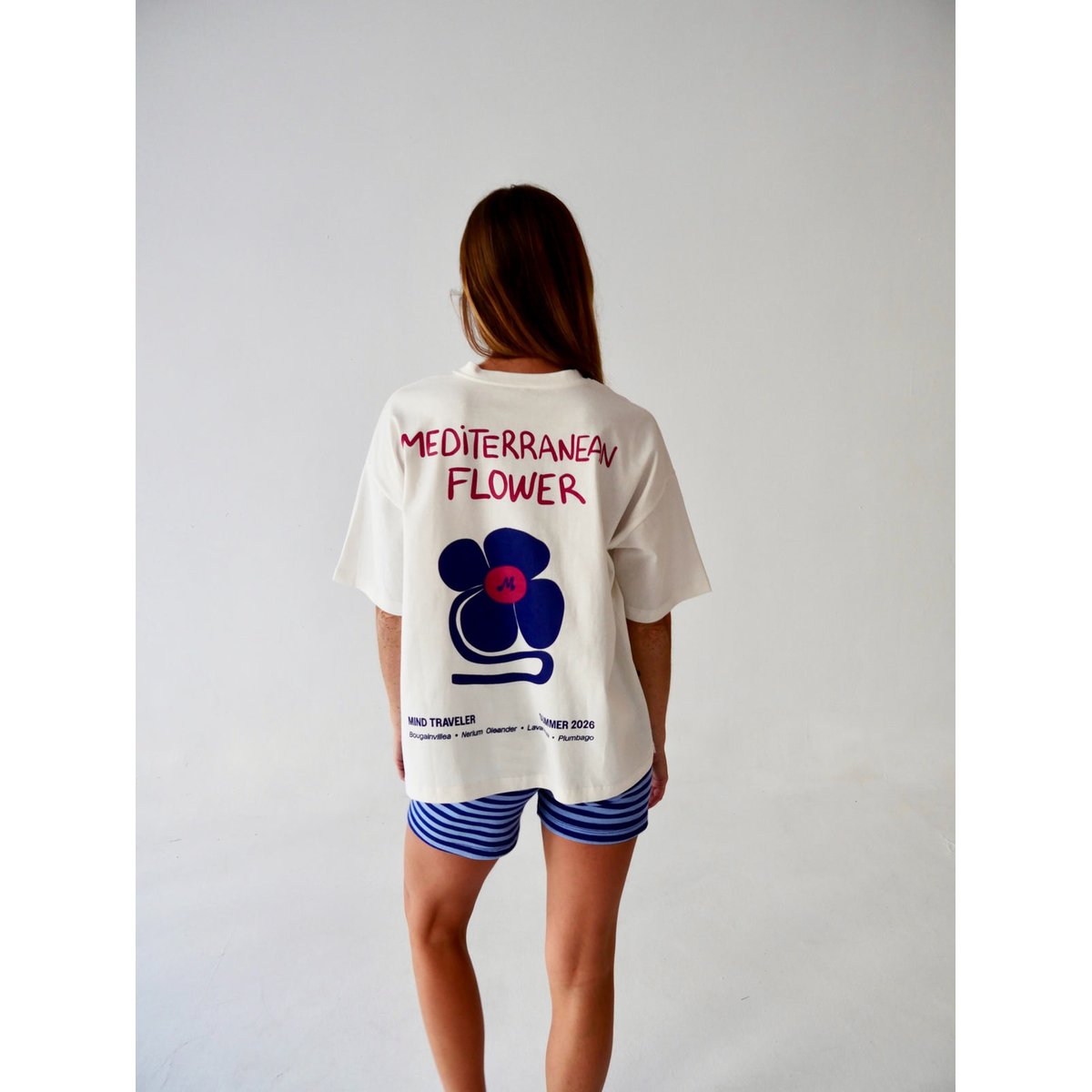 T-shirt imprimé dos MEDITERRANEAN FLOWER blanc, MINDTRAVELER