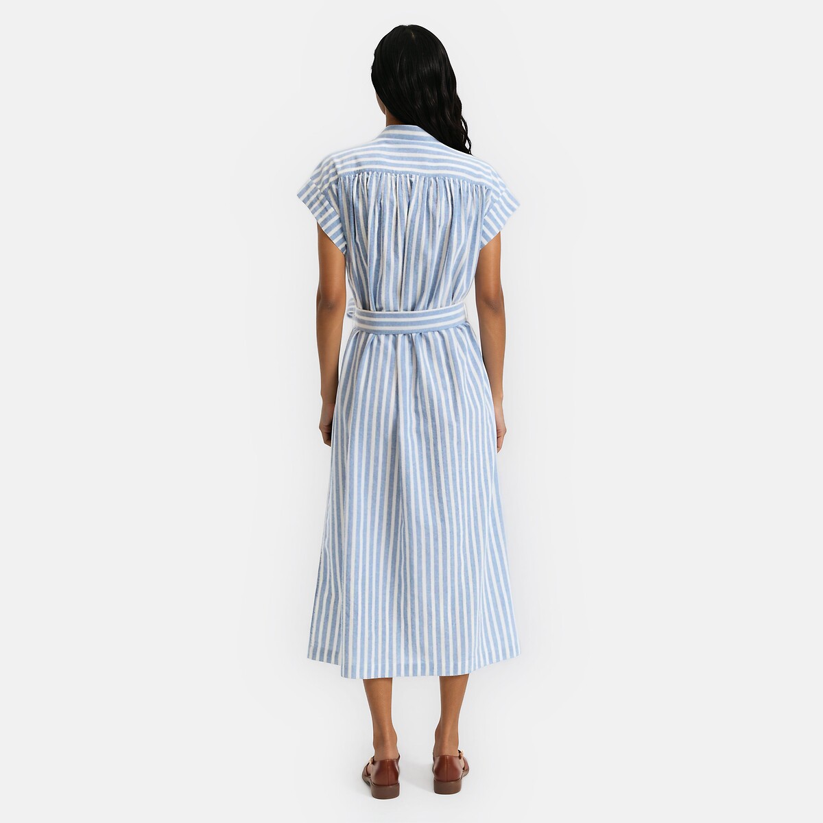 Robe droite rayée, longue, manches courtes, Signature HELOÏSE rayé bleu/blanc, LA REDOUTE COLLECTIONS