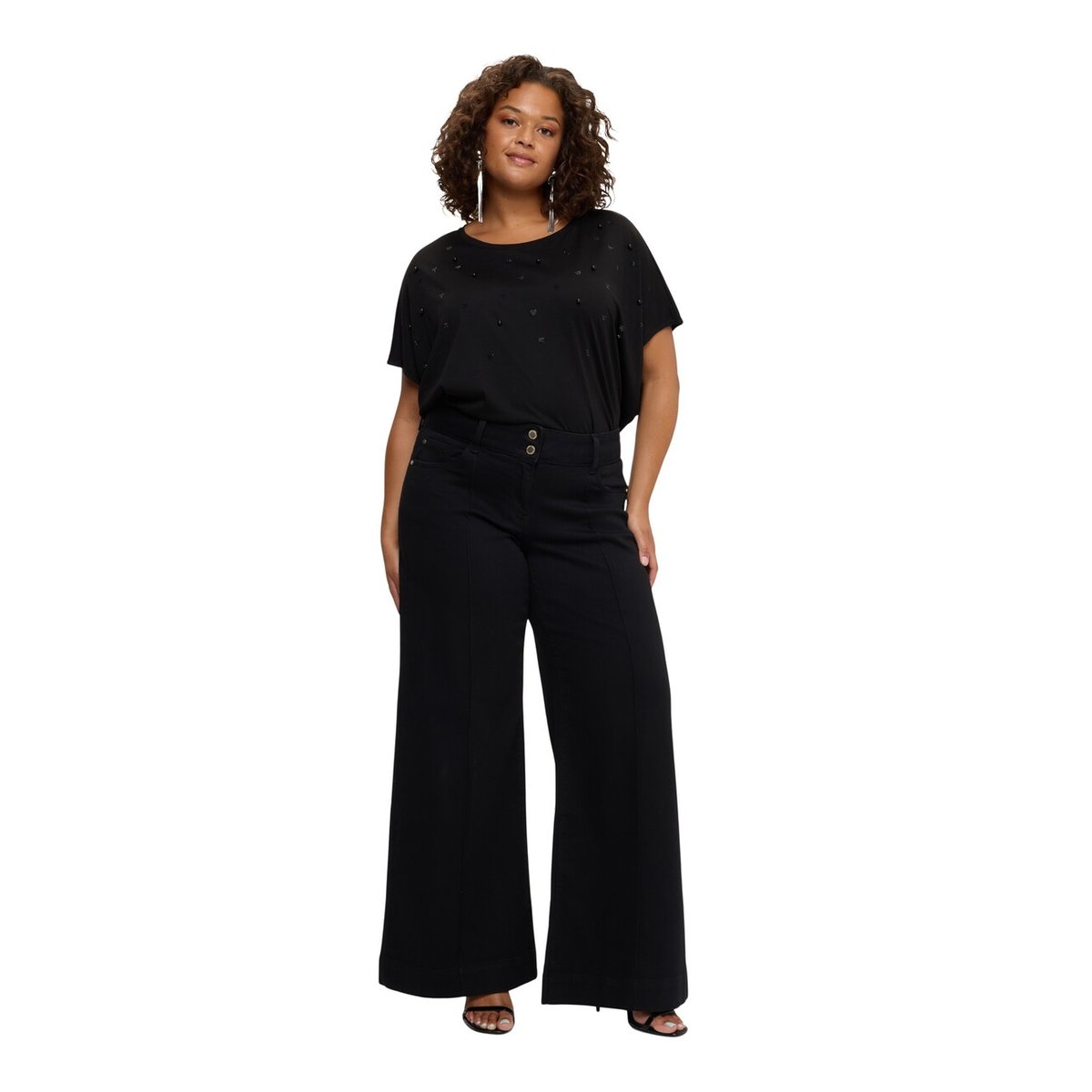 Jean Wide Leg lavage noir noir, FIORELLA RUBINO