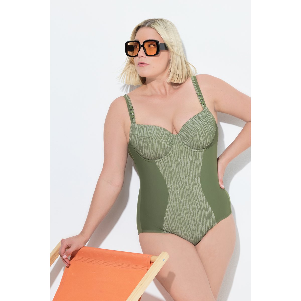 Maillot de bain à bonnets souples vert olive, ULLA POPKEN