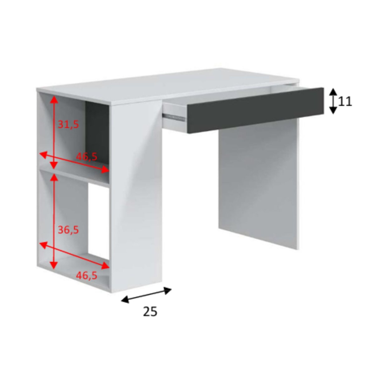 Bureau bois avec tiroir et niches blanc, TERRE DE NUIT
