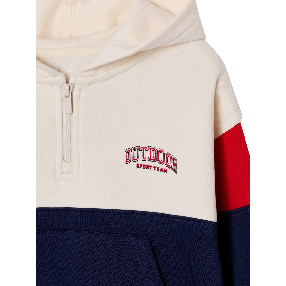 Sweat capuche colorblock rouge, VERTBAUDET