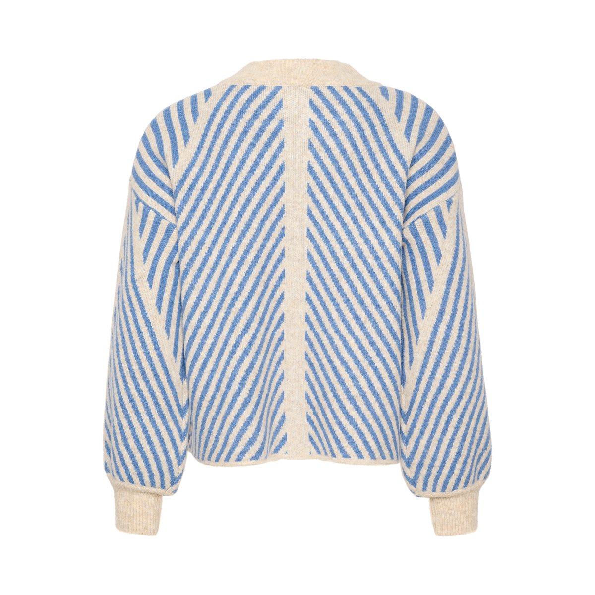 Knitted pullover beige/bleu rayures beige/cornflower stripe, KAFFE