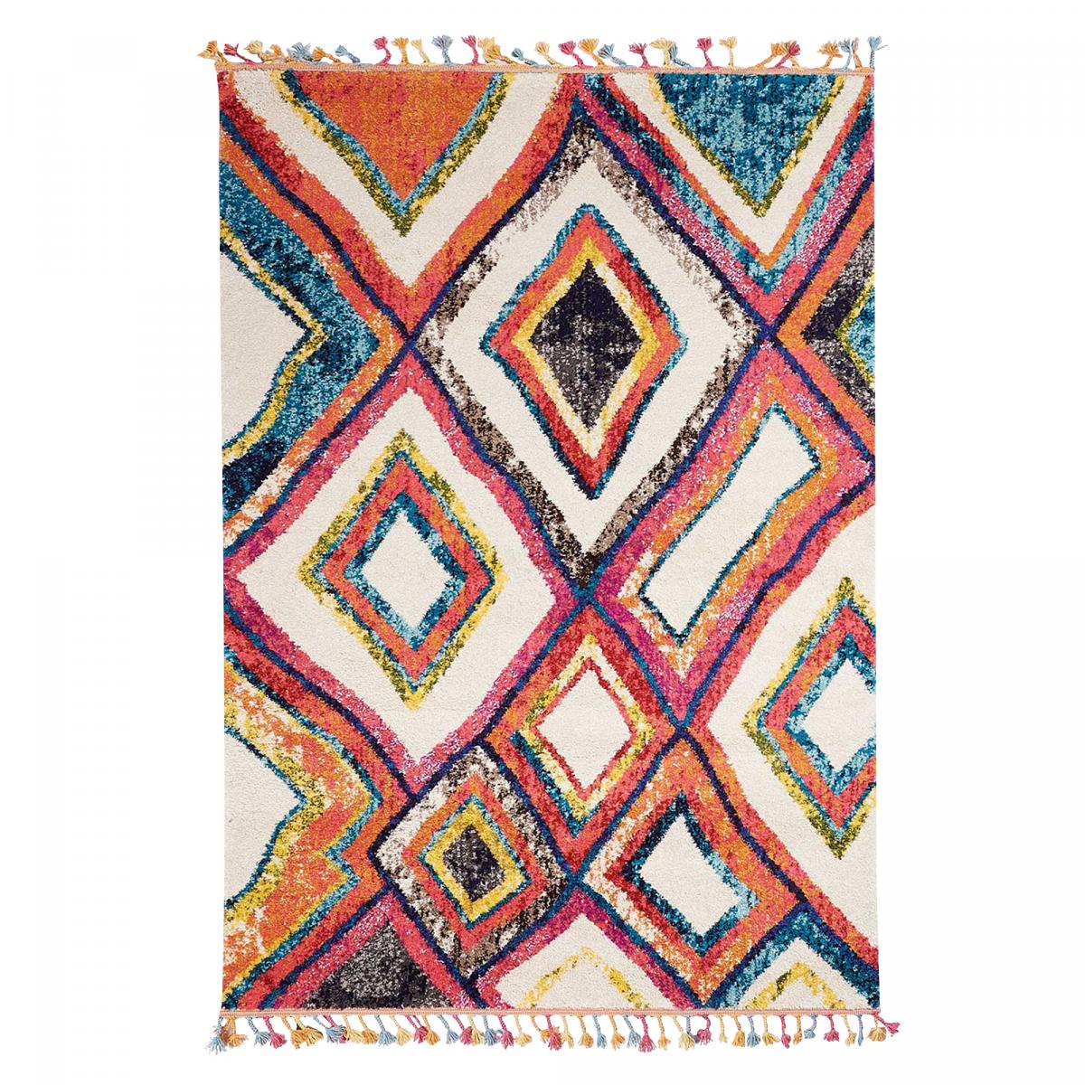 Tapis berbère tissé motif ethnic LYN5 OURIKA D violet, UN AMOUR DE TAPIS