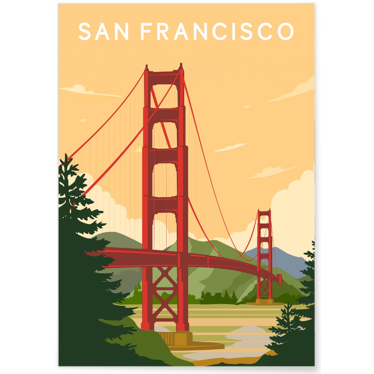 Affiche San Francisco 2 blanc, L'AFFICHERIE