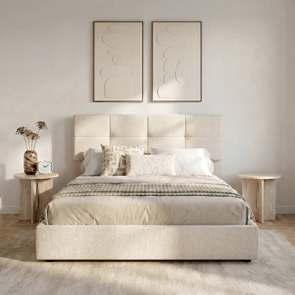 Lit coffre rectangulaire avec rangement SOA blanc, ATMOSPHERA