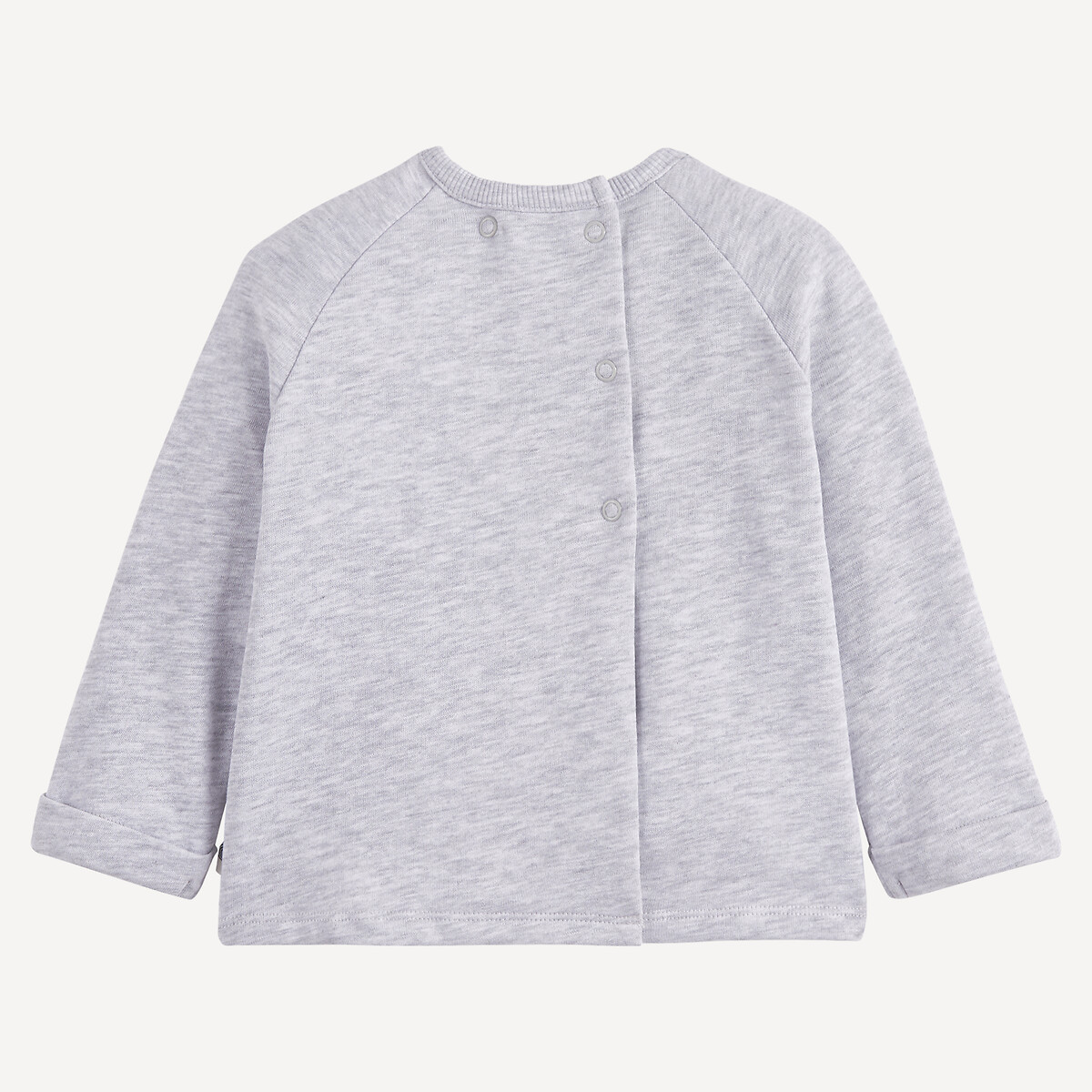 Sweater met ronde hals, molton, teddybeermotief in reliëf op de voorkant, drukknoopsluiting op de ac multicolor, LA REDOUTE COLLECTIONS
