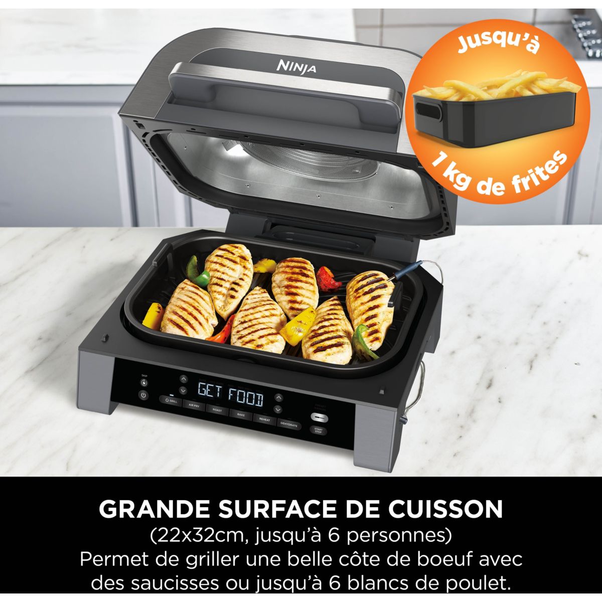 Grille-viande Foodi DG551EU thermosonde à poser, 40x27 cm couleur unique, NINJA