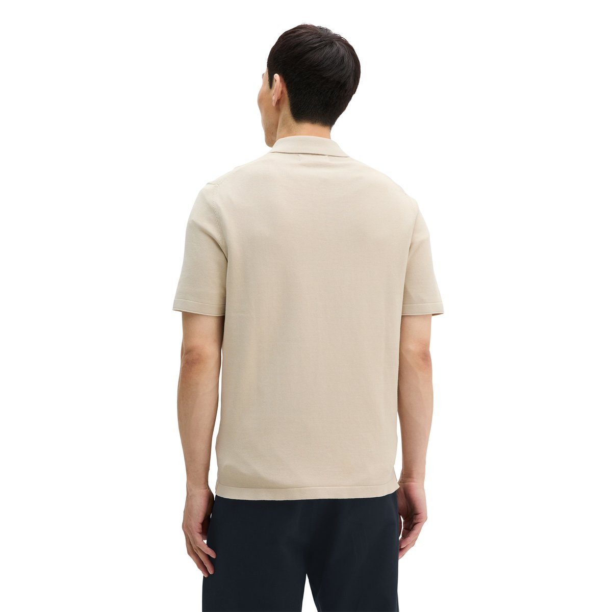 Polo en tricot régulier en coton biologique certifié beige, MARC O'POLO