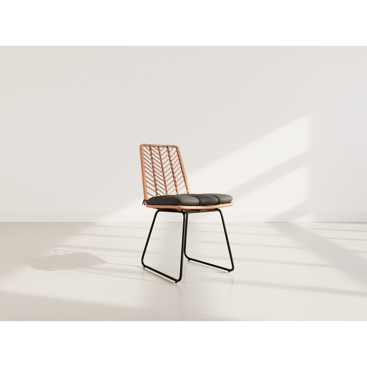 Lot de 4 chaises effet rotin, FORENZA noir / bois, BEST MOBILIER