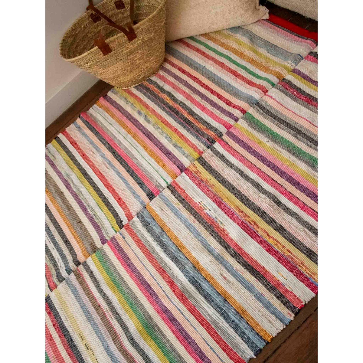 Tapis rayé multicolore Olivier N°128 - Bon état multicolore, DEBONGOUT
