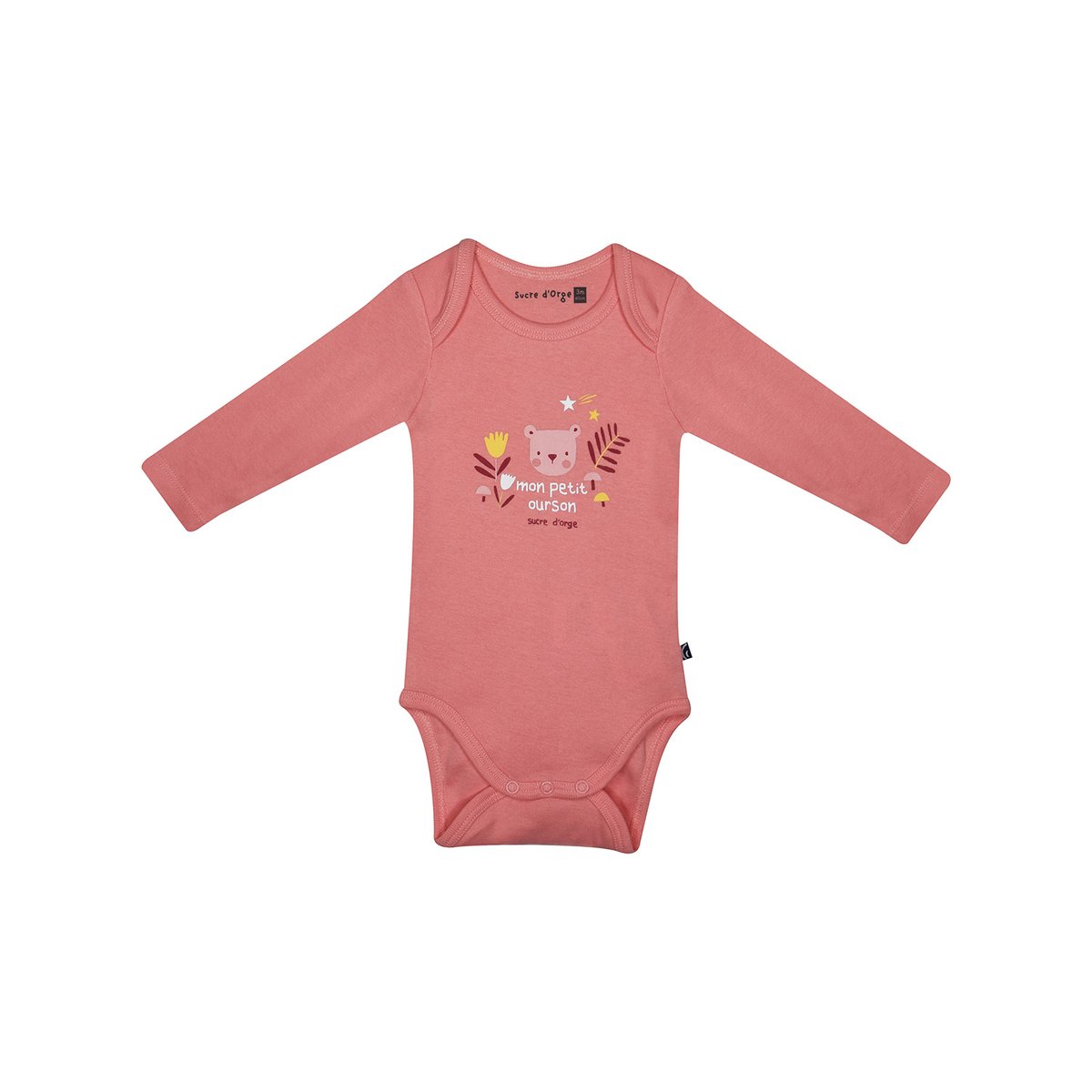 Lot de 3 bodies idalina manches longues bebe rose, SUCRE D'ORGE