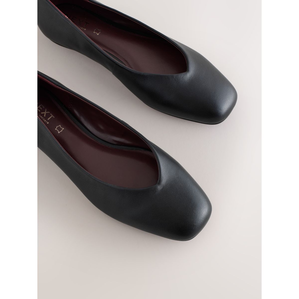 Ballerines en cuir carrées forever comfort® noir, NEXT