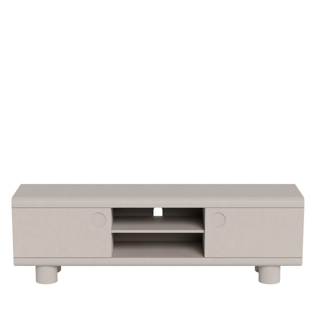 Meuble TV bas design 2 portes 2 niches gris L160 - MAGDA gris, HELLIN, DEPUIS 1862