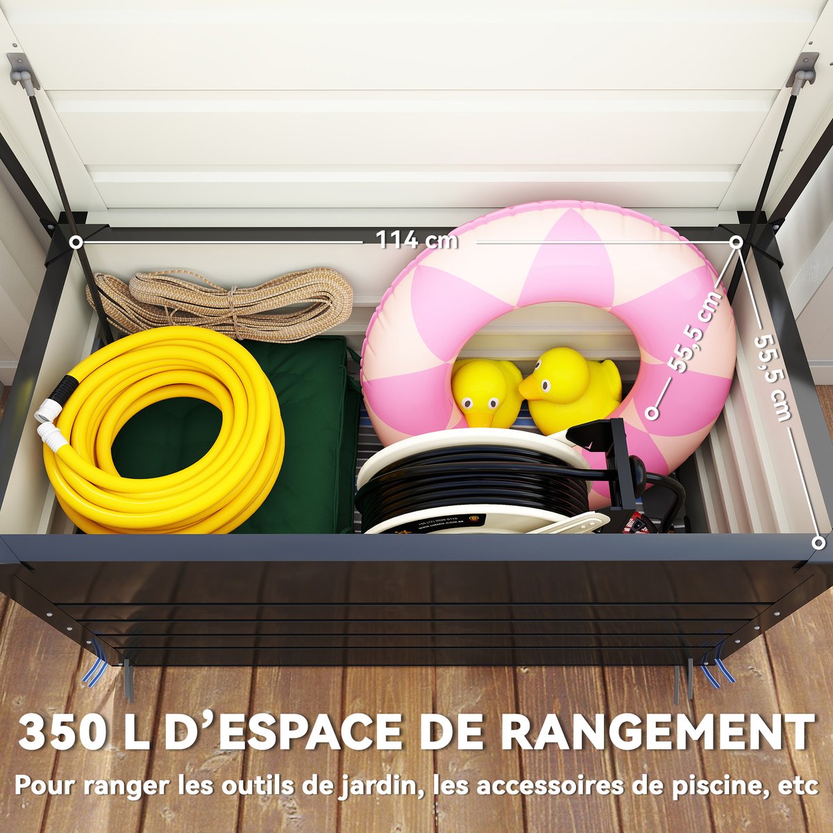 Coffre de rangement d'extérieur Acier gris anthracite, OUTSUNNY