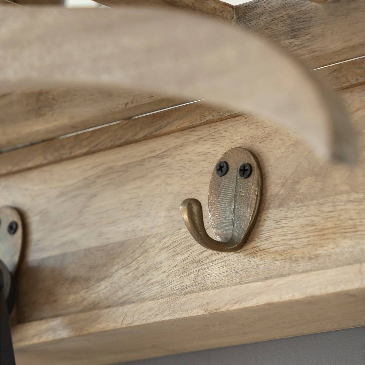Porte-manteau en bois de manguier avec miroir MARLEY bois foncé, MADE IN MEUBLES