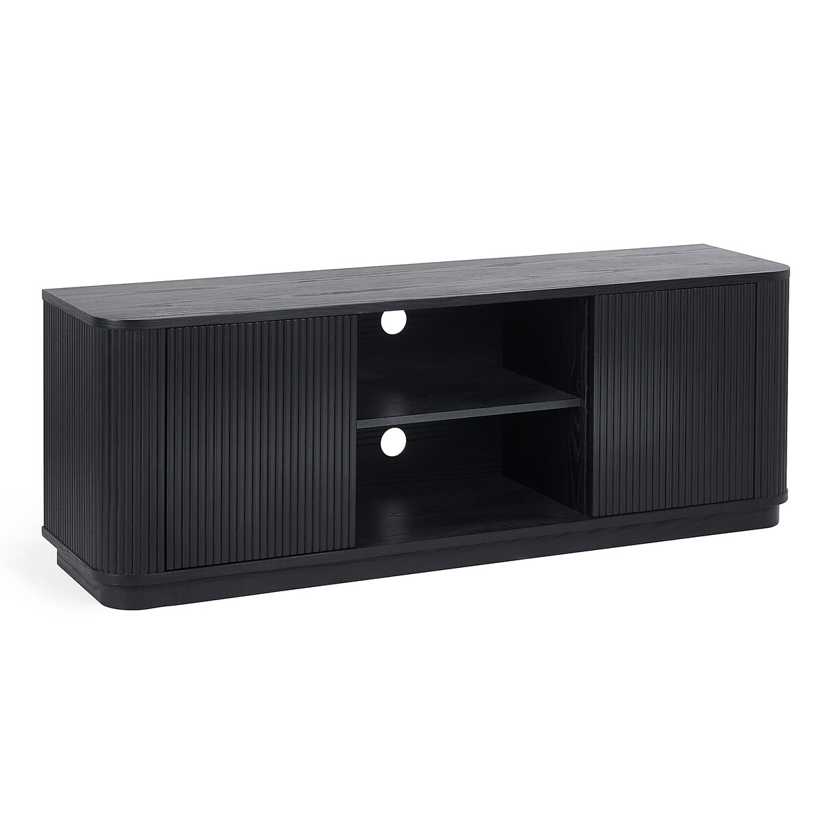 Lucien Fluted Wood TV Unit black, SO'HOME