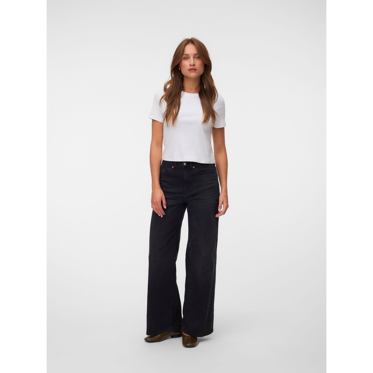 Jean À Coupe Large black denim, VERO MODA