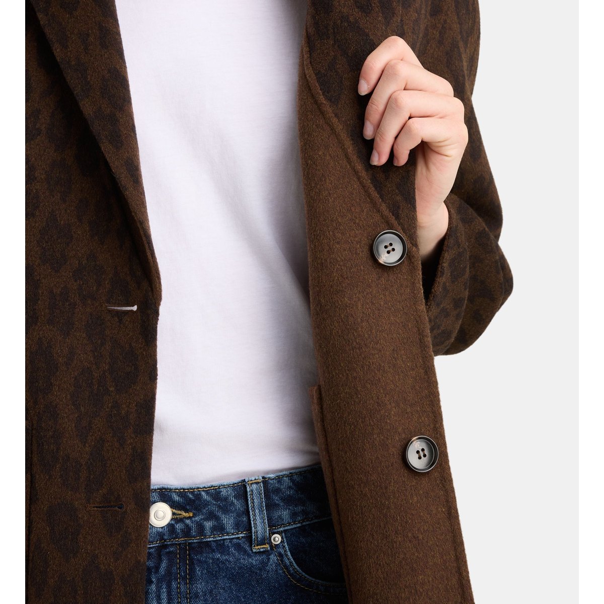 Veste droite mi longue eden bi leo réversible marron et noir, GALERIES LAFAYETTE