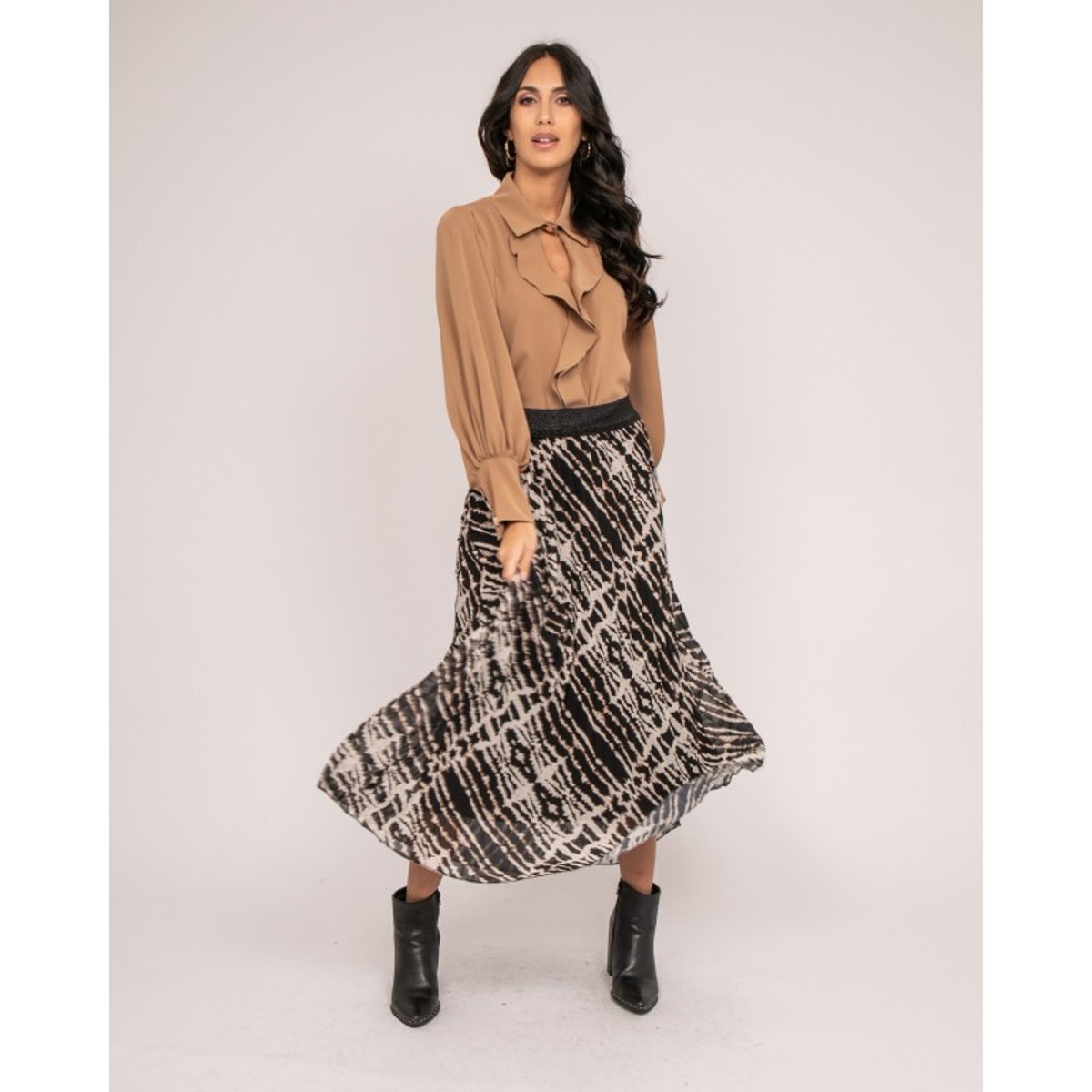 Blouse Avec Volants Okier camel, DONA LISA