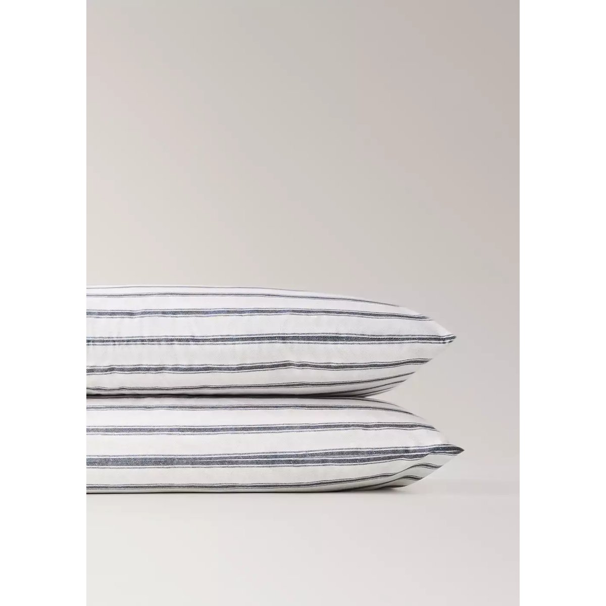 Lot de 2 taies d’oreiller en coton à rayures 50 x 75 cm écru, MANGO HOME