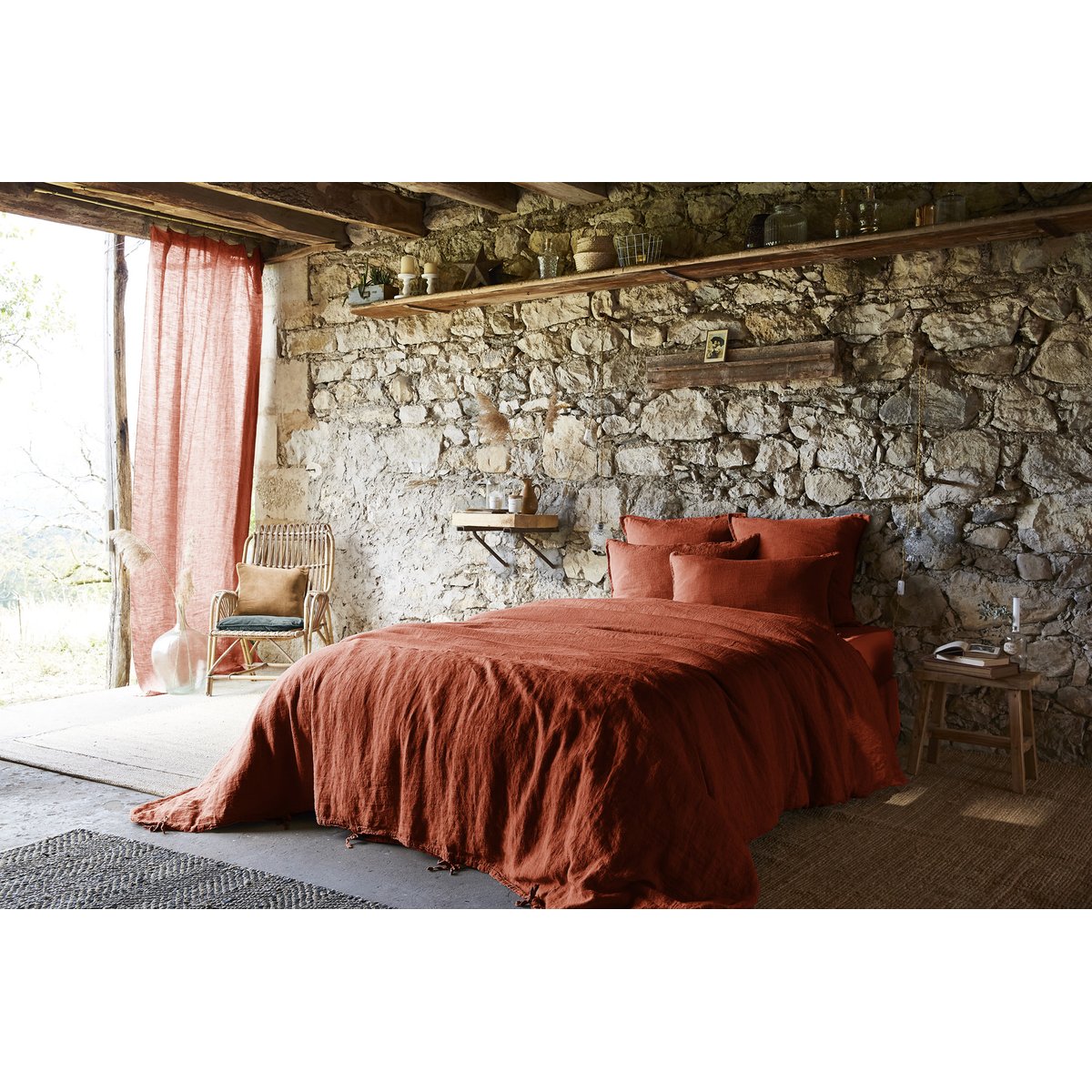 Housse de couette Lin lave Collection Soline sable, EDEN