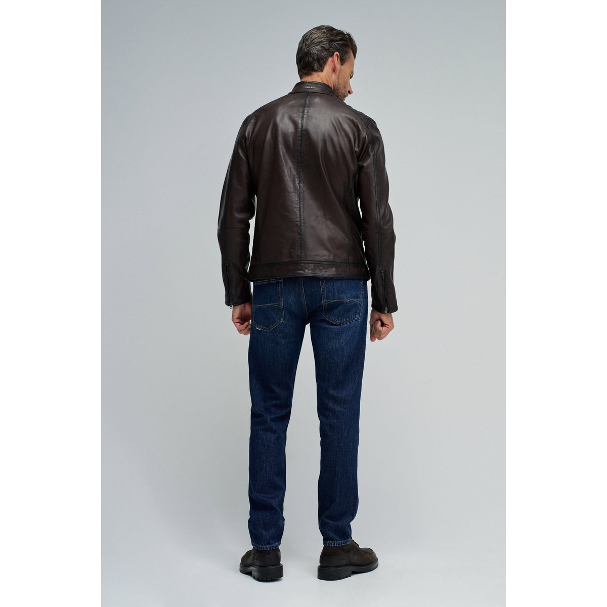 BLOUSON BIKER EN CUIR noir, SALSA JEANS