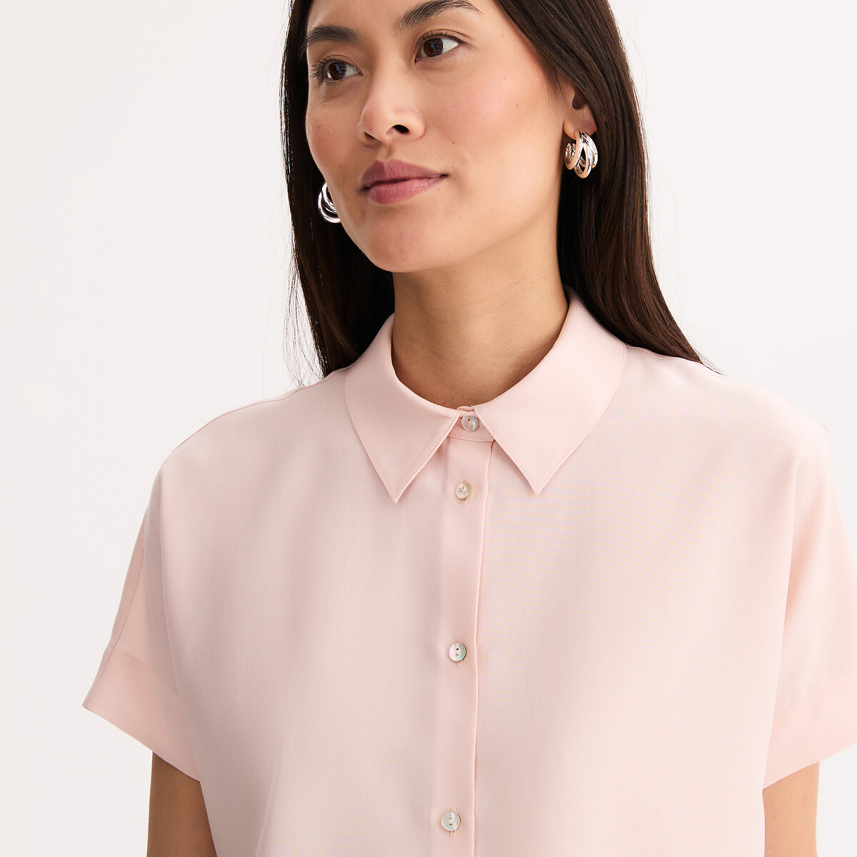 Chemise manches courtes en lyocell rose, ANNE WEYBURN