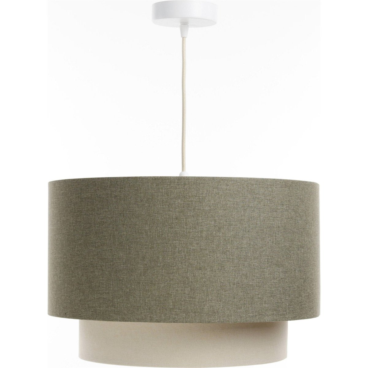 Suspension ronde en tissu et rotin Boho Elegant beige crème et rotin naturel, BPS KONCEPT