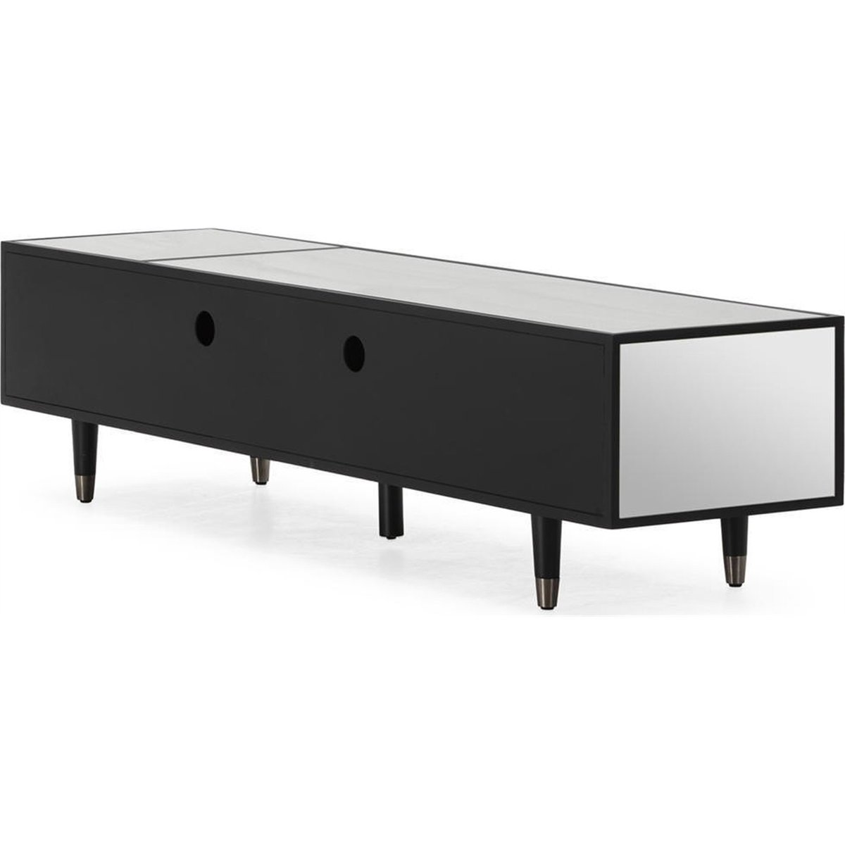 Meuble tv contemporain, Façades miroir noir et miroir fumé, RECOLLECTION
