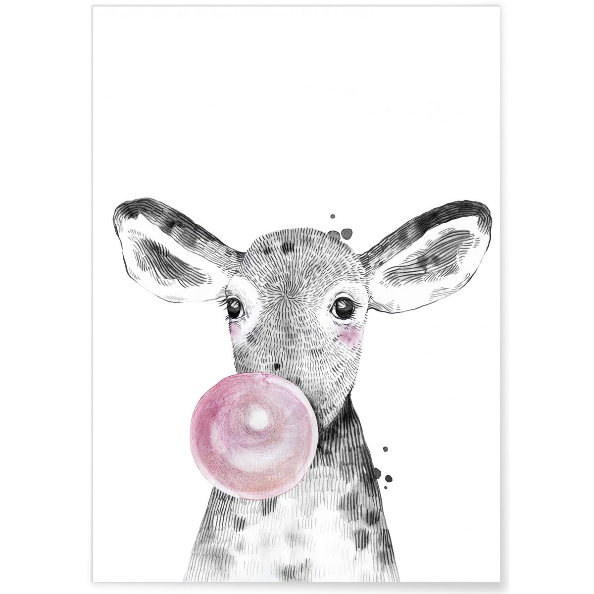 Affiche 'Bulle de Veau Rose' blanc, L'AFFICHERIE