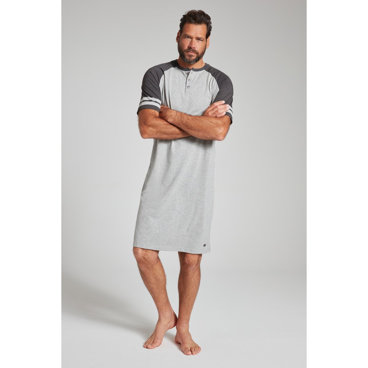 Chemise de nuit, manches courtes gris chiné, JP1880