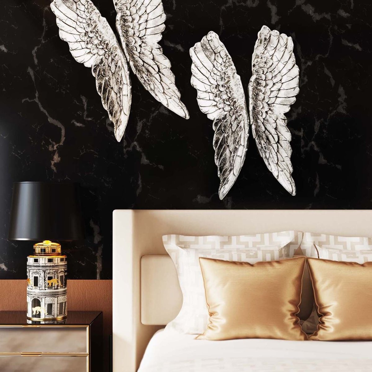 Déco murale ailes argenté, KARE DESIGN