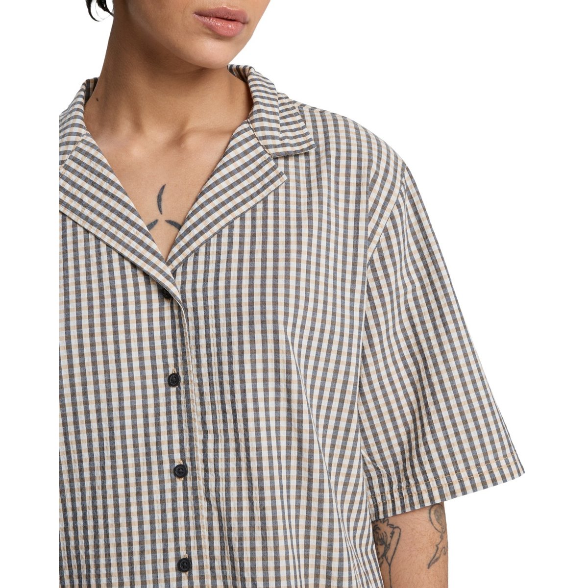Chemise manches courtes LUDDEN marron khaki gingham qsw, QUIKSILVER