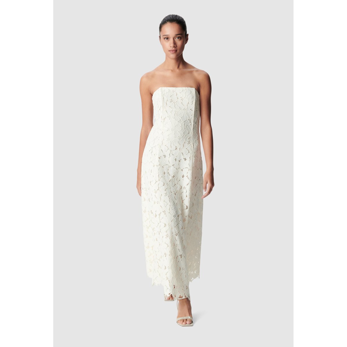 Robe bustier longue dentelle ecru, IKKS