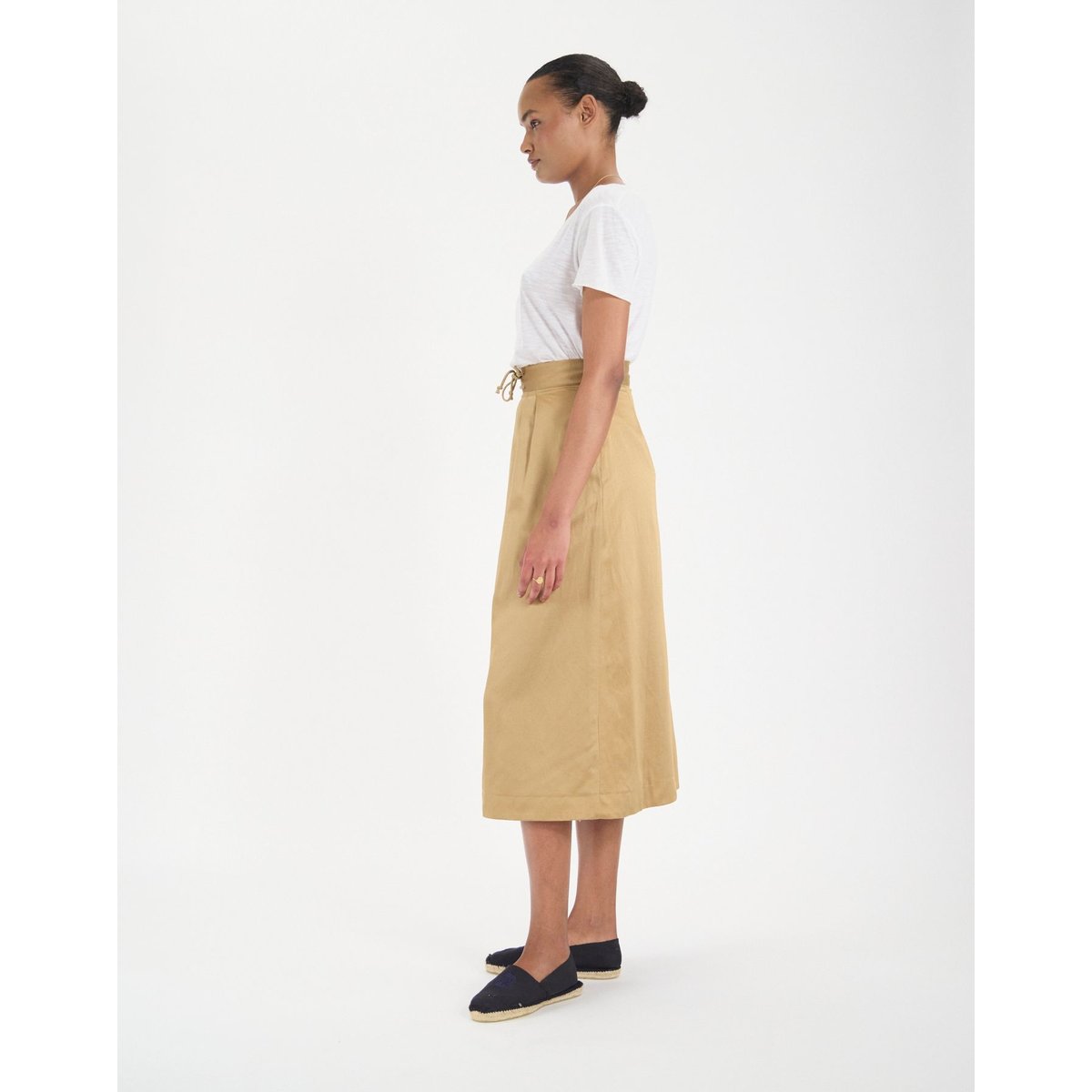 Jupe plissée Maud en viscose mélangé camel marron, INES DE LA FRESSANGE PARIS