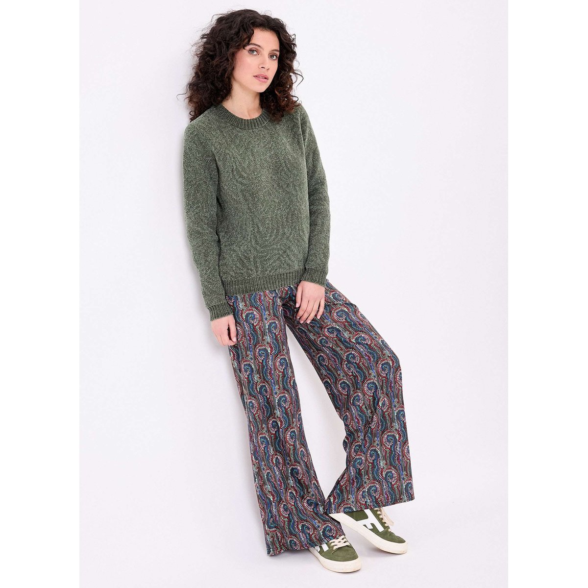 Pull maille duveteuse FALLON vert kaki, LA FIANCÉE