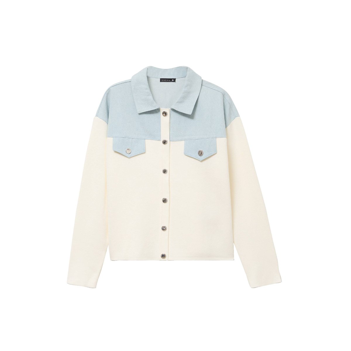 Gilet manches longues col chemise ecru, BREAL